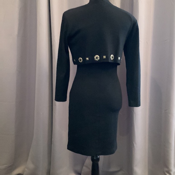 Vintage Andrea Jovine 100% wool dress with gold grommets. Size Large. - Picture 6 of 8